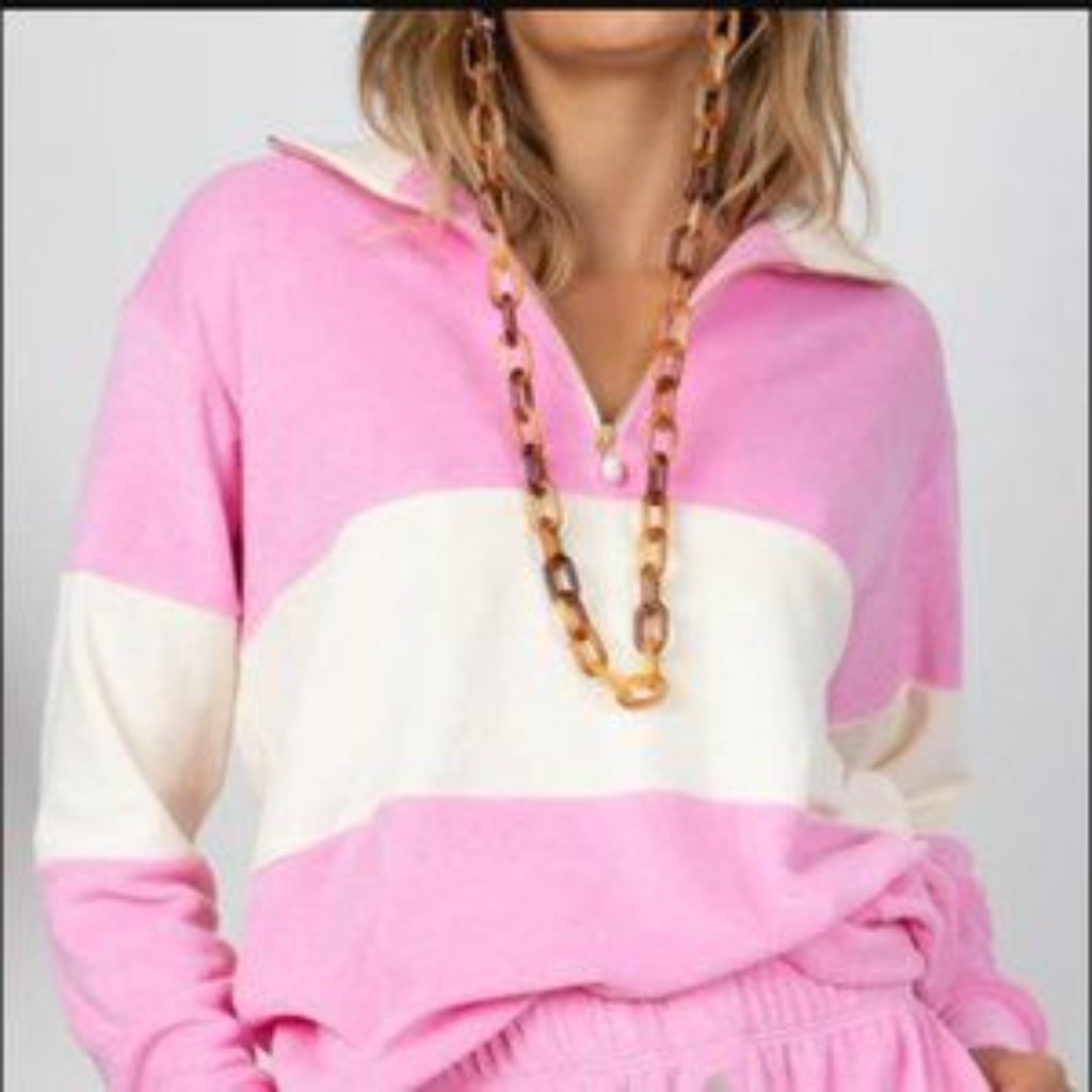 Donni Terry 1/2 Zip - Flamingo - Xs - Nwt
